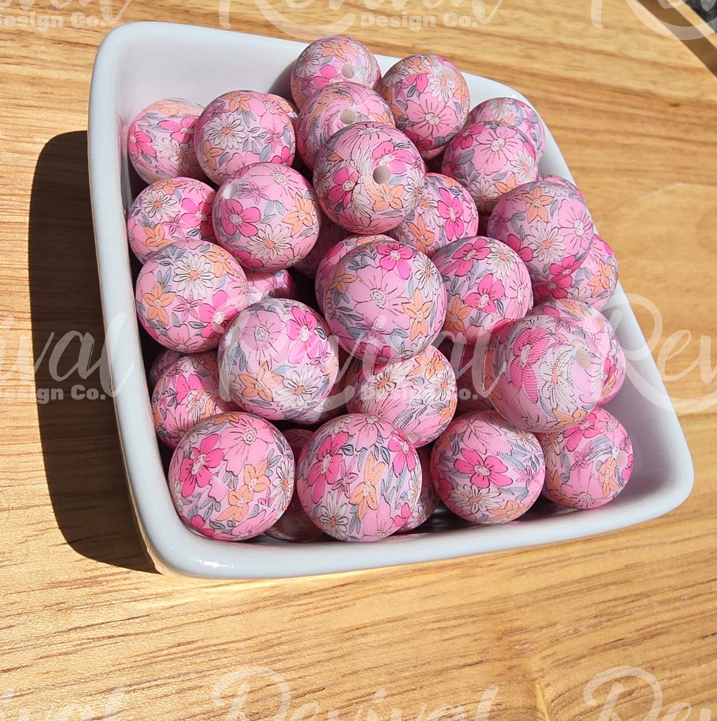 15mm Patterned Silicone Bead - Coquette Bloom