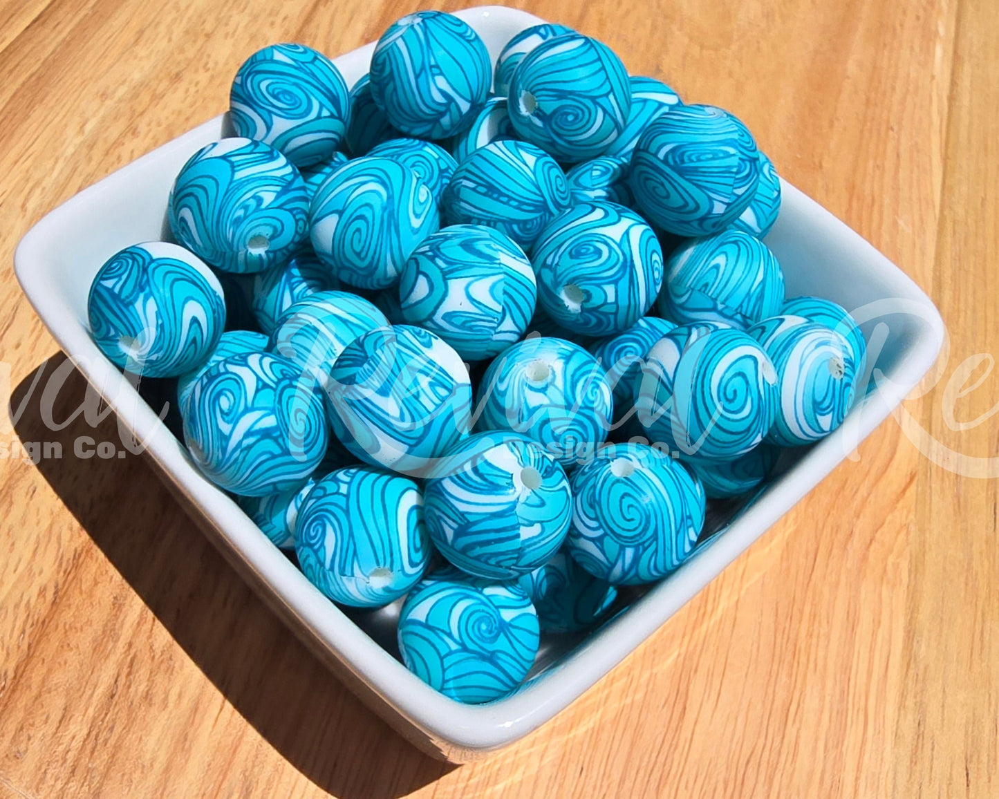 15mm Patterned Silicone Bead - Poseidon