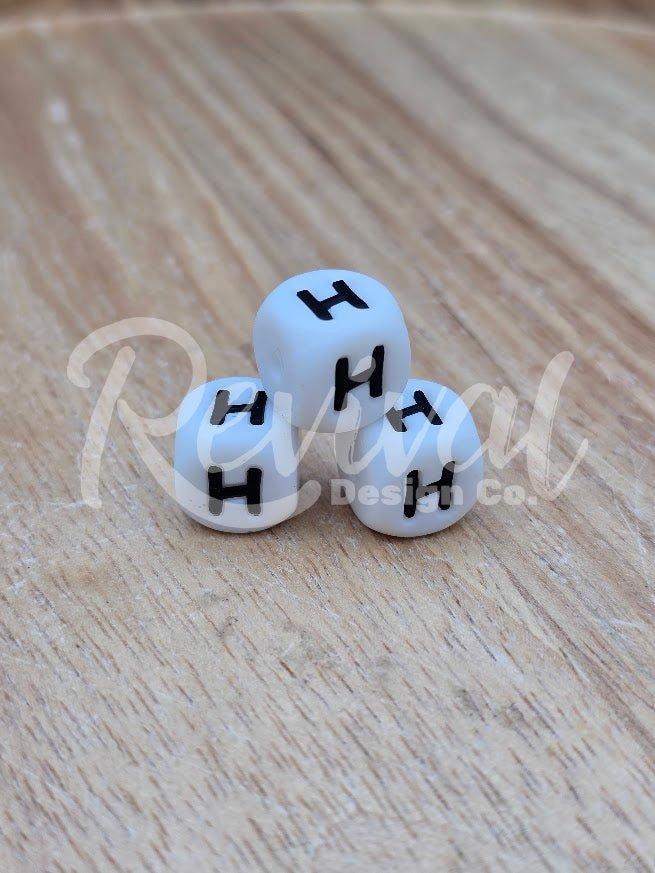 "H" - 12mm Silicone Letter Bead