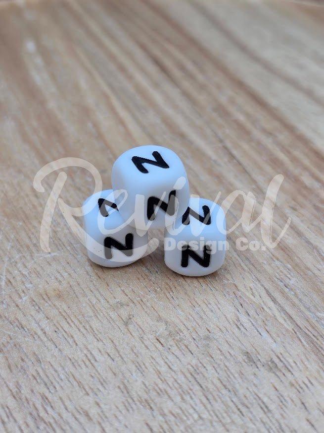"N" - 12mm Silicone Letter Bead