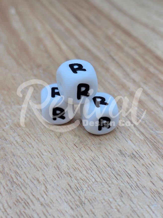 "R" - 12mm Silicone Letter Bead