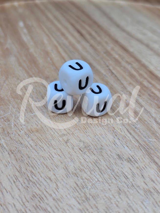 "U" - 12mm Silicone Letter Bead