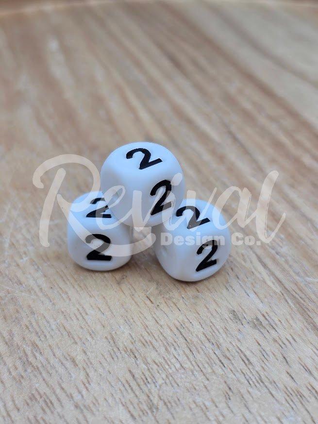 "2" - 12mm Silicone Number Bead