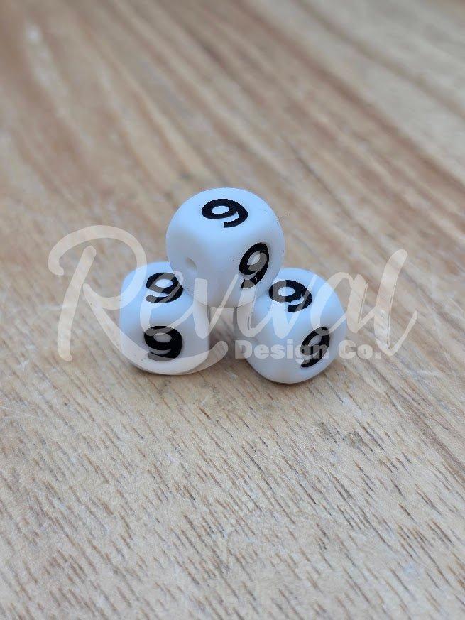 "9" - 12mm Silicone Number Bead