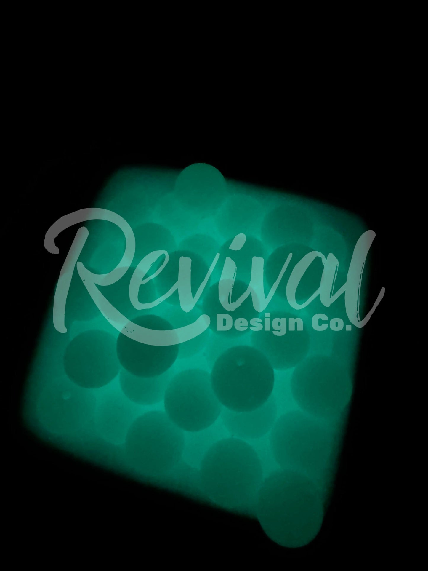 15mm Glow-In-The-Dark Silicone Bead - Turquoise Glow