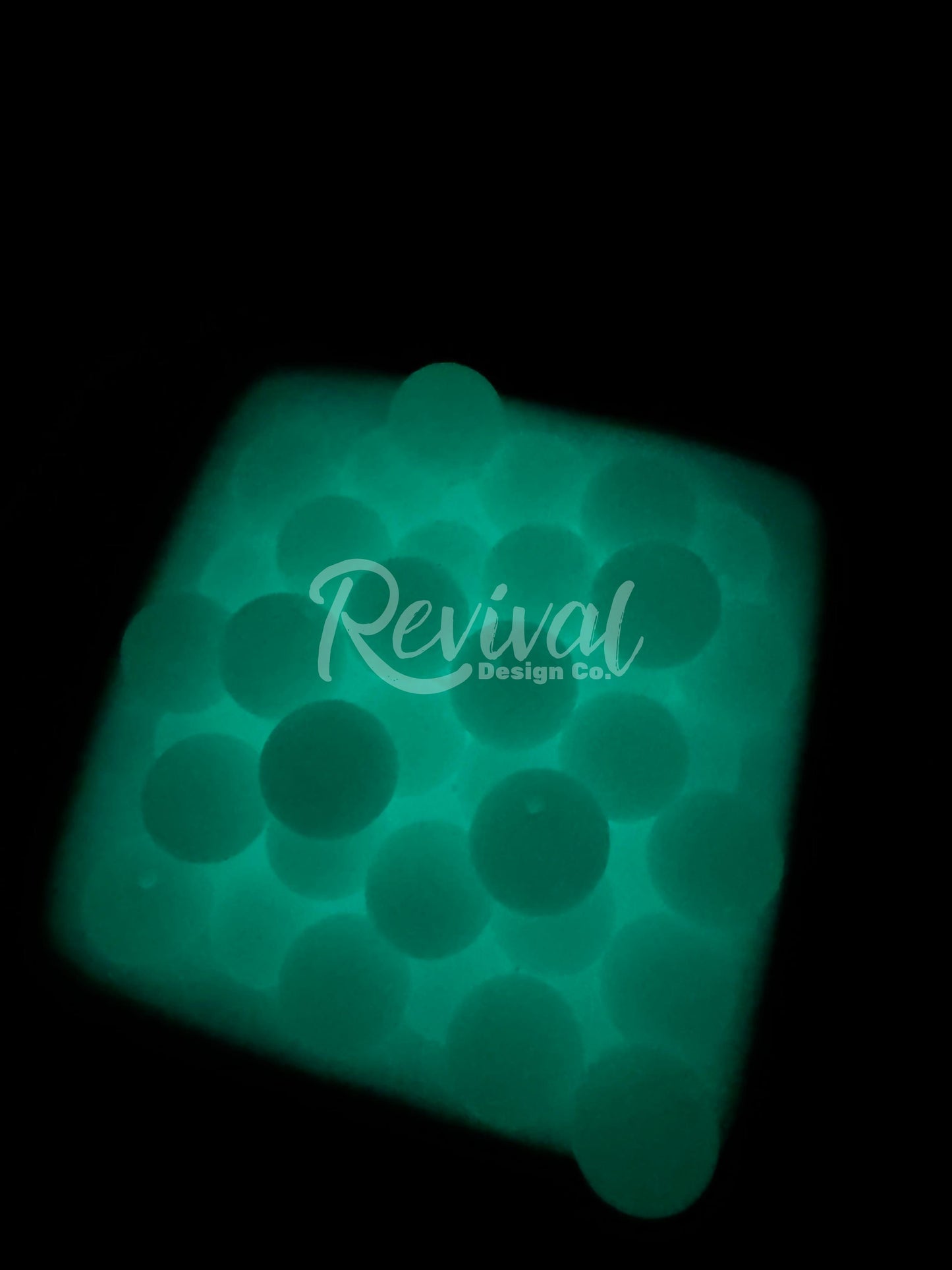 15mm Glow-In-The-Dark Silicone Bead - Turquoise Glow