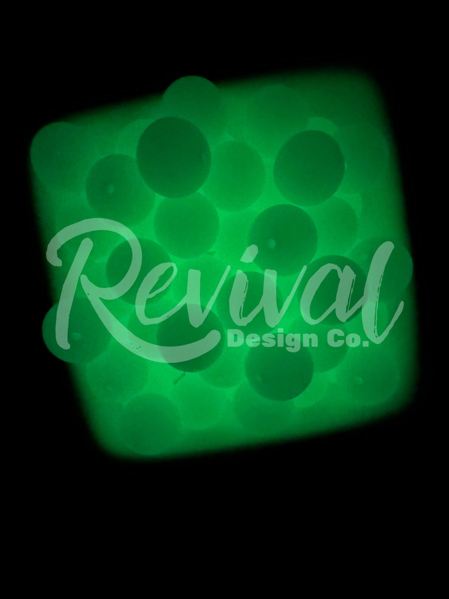 15mm Glow-In-The-Dark Silicone Bead - Green Glow