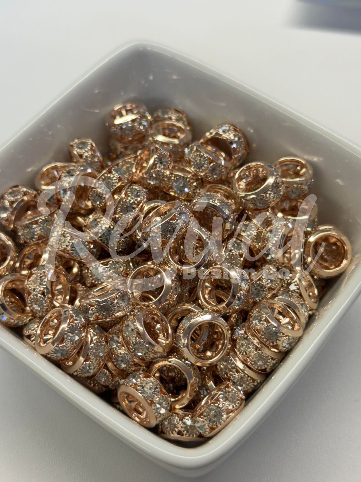 Chunky Rhinestone Spacer - Rose Gold