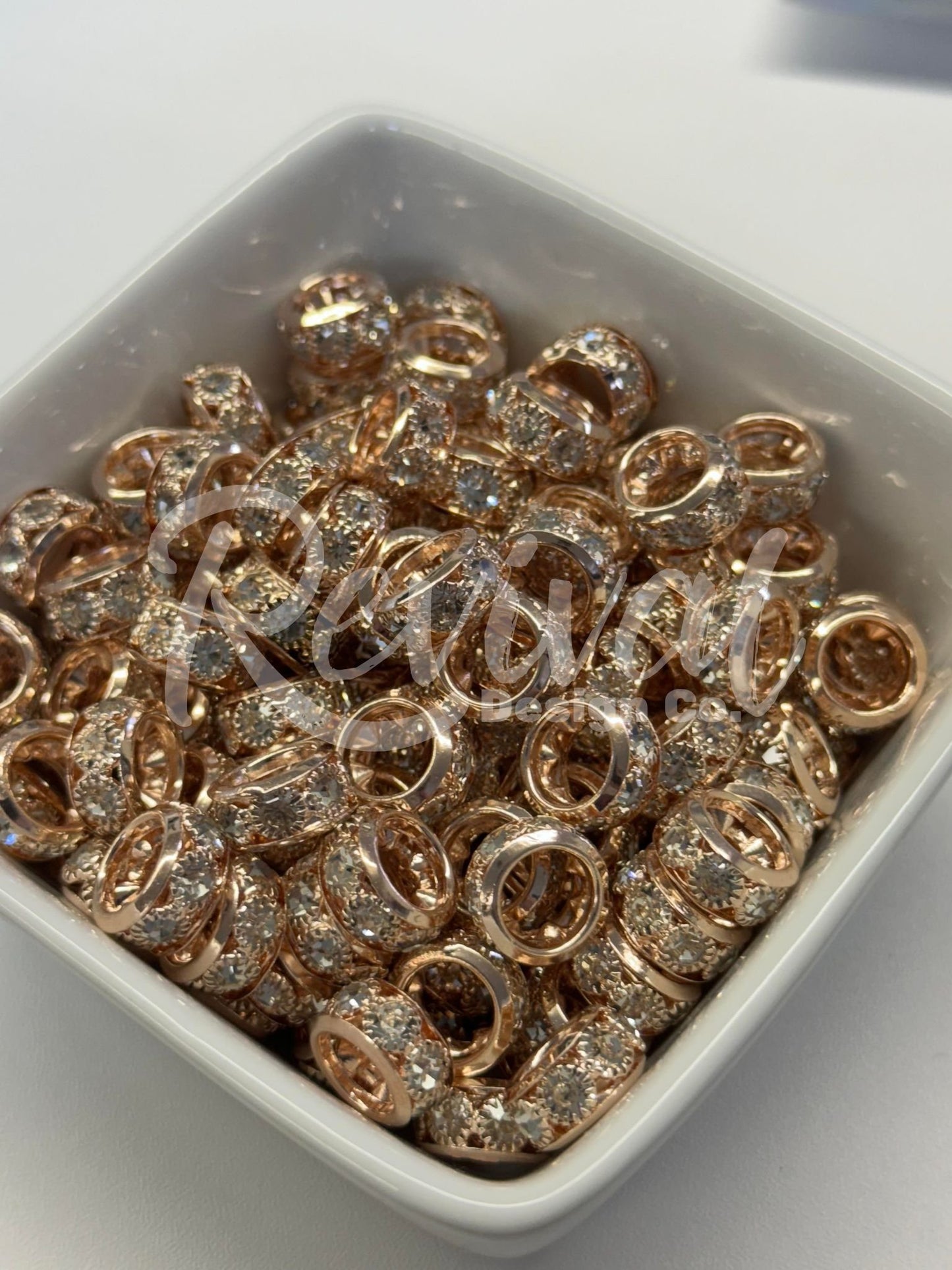 Chunky Rhinestone Spacer - Rose Gold