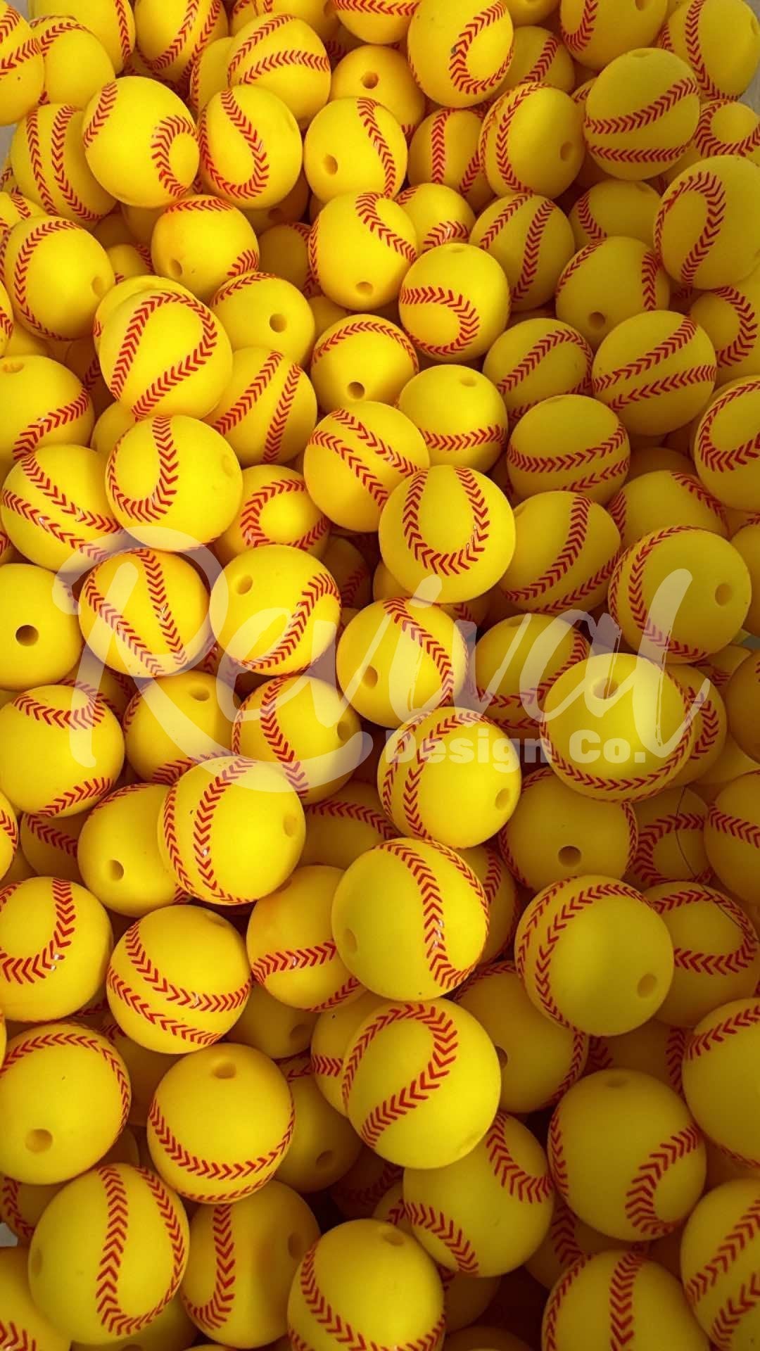 15mm Patterned Silicone Bead - Softball