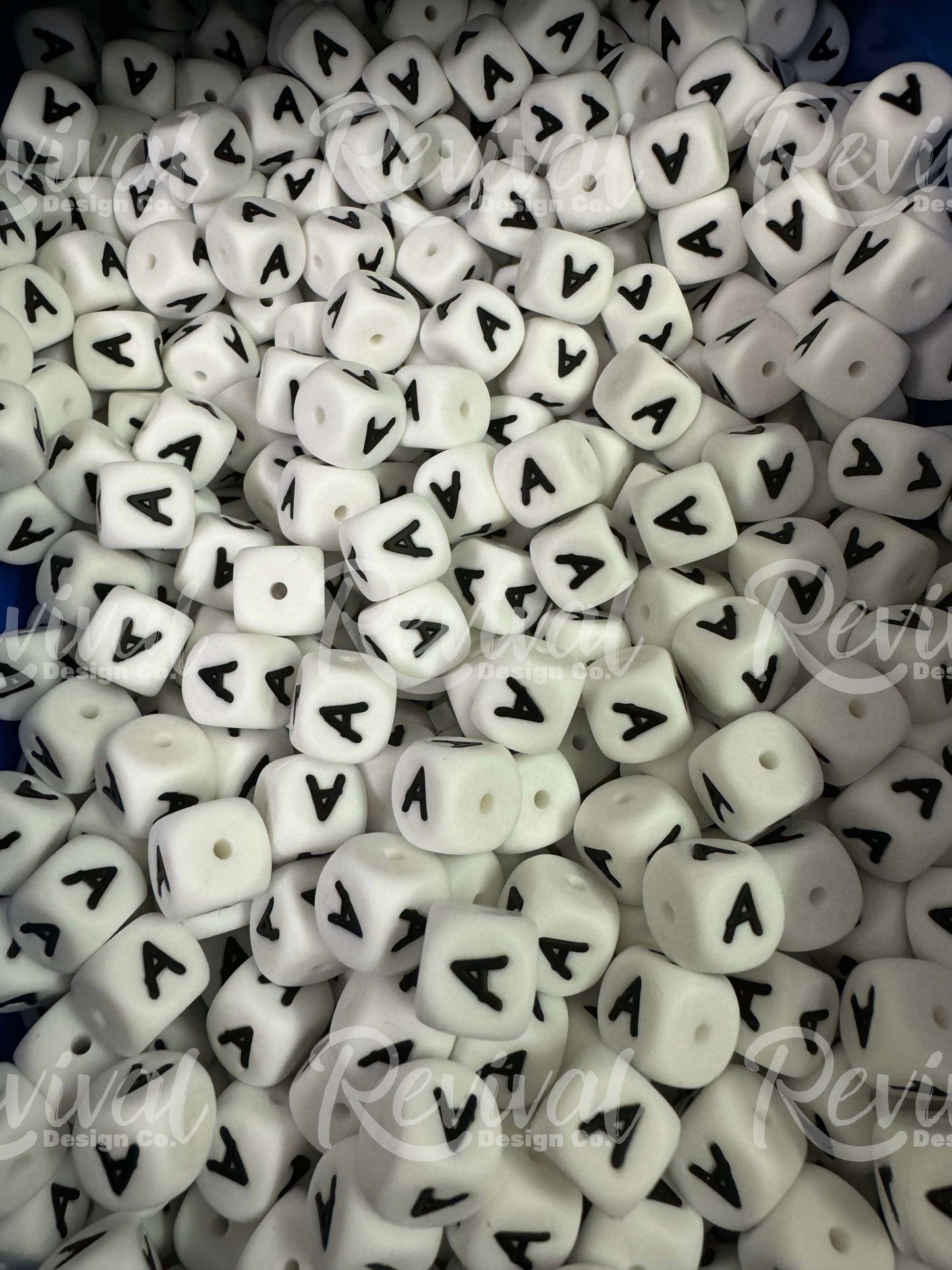 "A" - 12mm Silicone Letter Bead