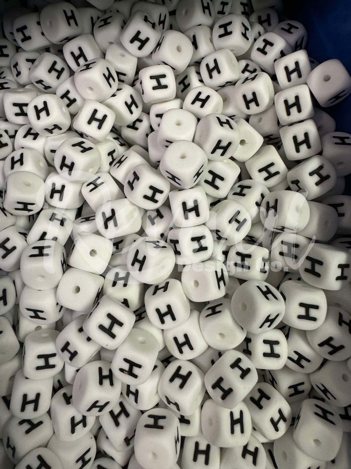"H" - 12mm Silicone Letter Bead