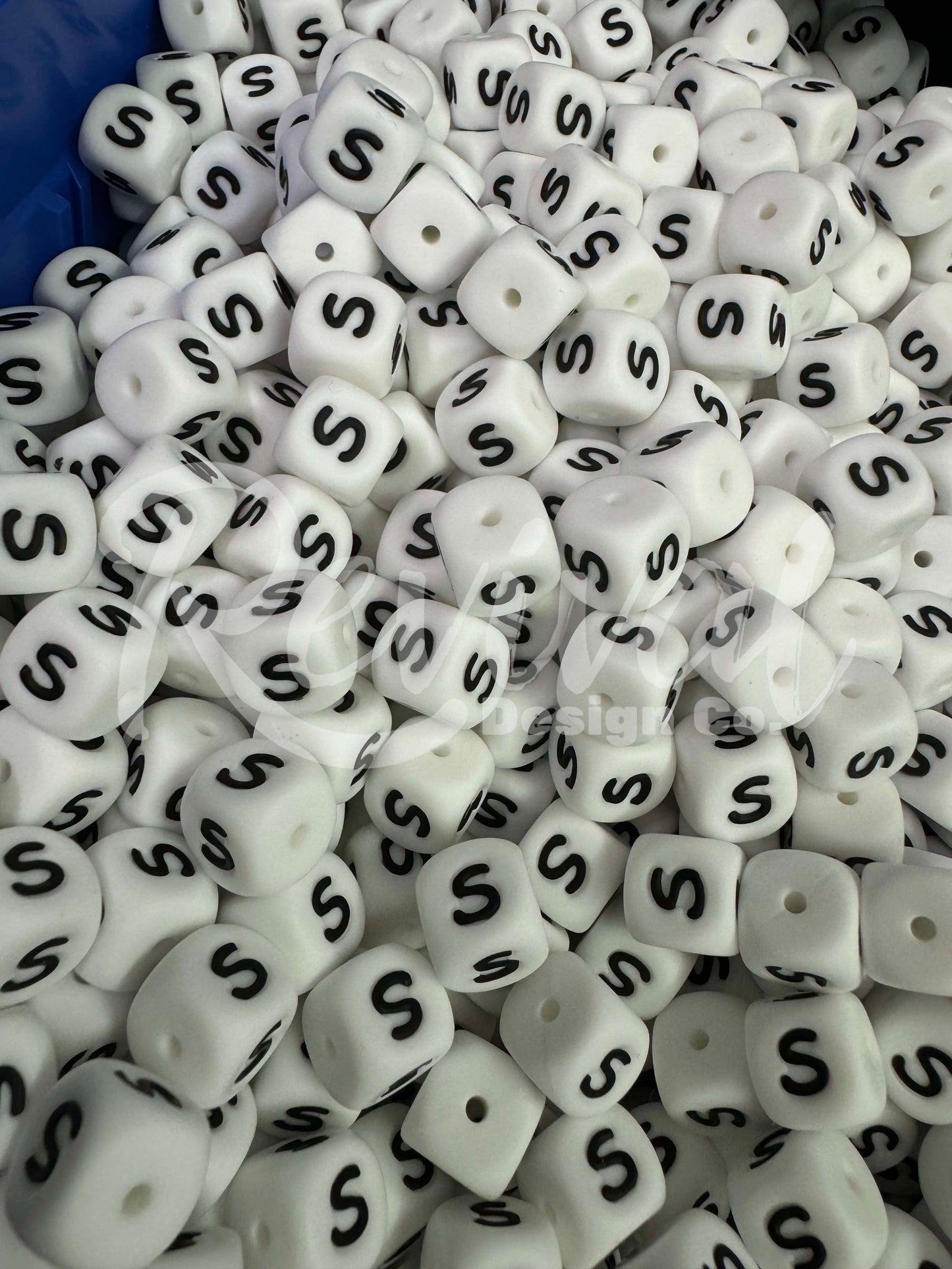 "S" - 12mm Silicone Letter Bead