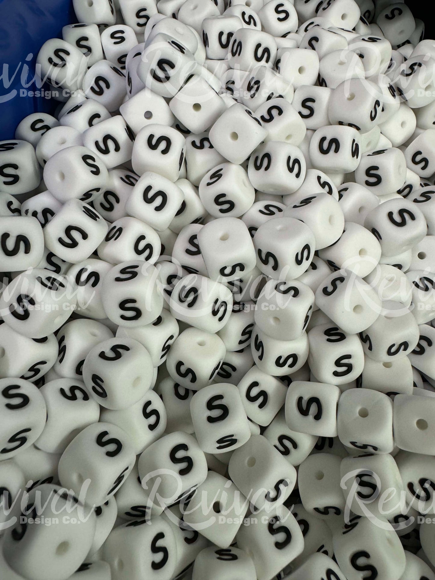 "S" - 12mm Silicone Letter Bead