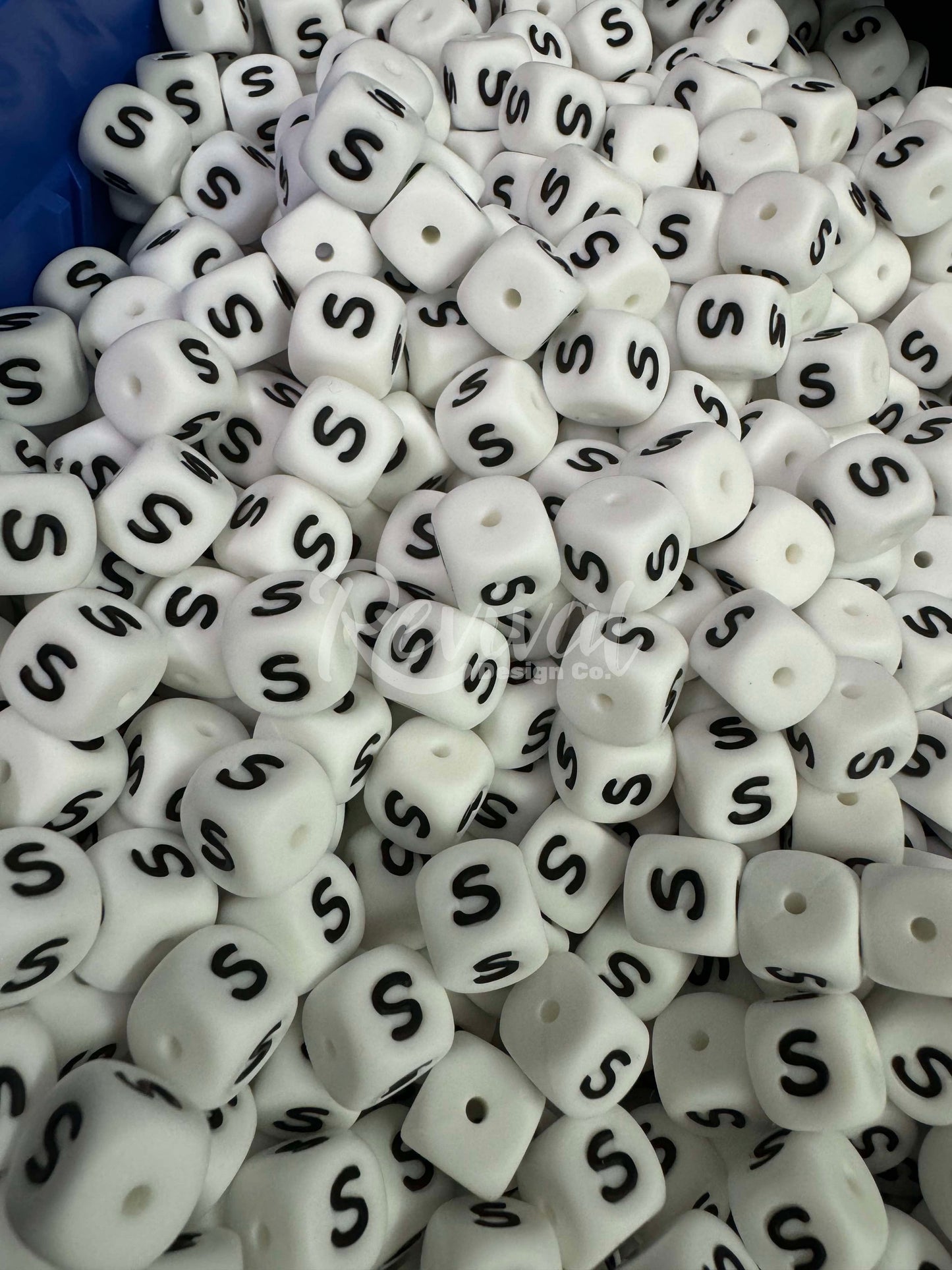 "S" - 12mm Silicone Letter Bead