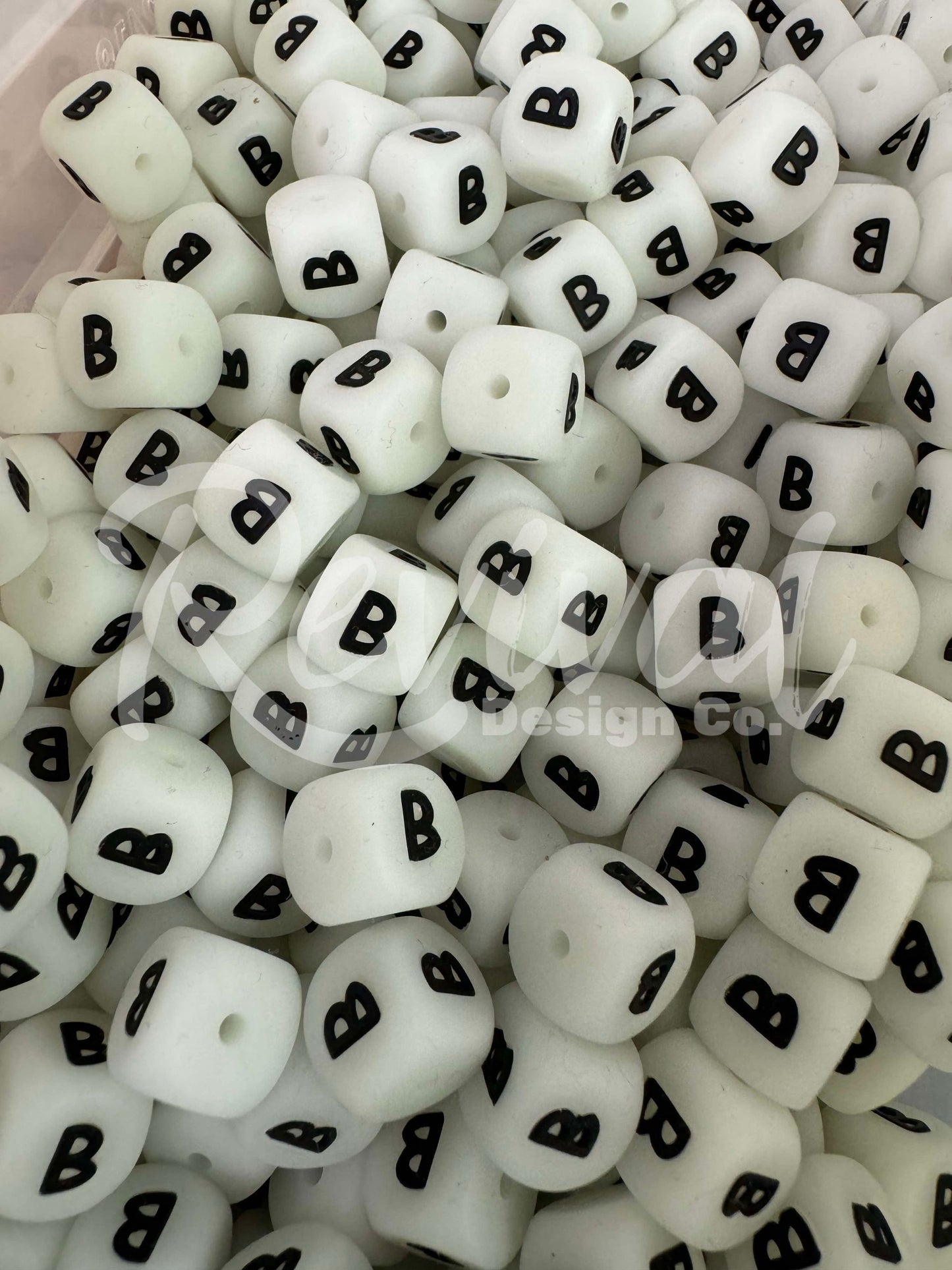 "B" - 12mm Glowing Silicone Letter Bead