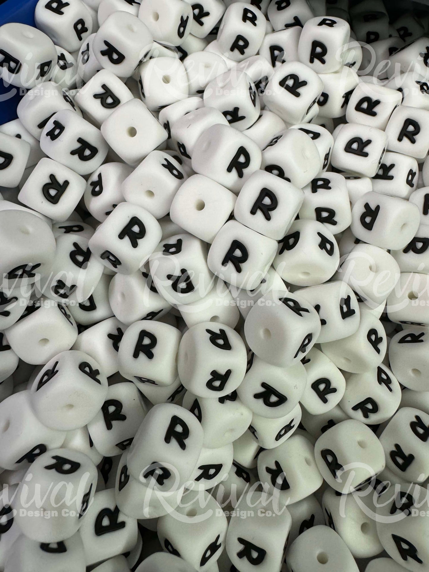 "R" - 12mm Silicone Letter Bead