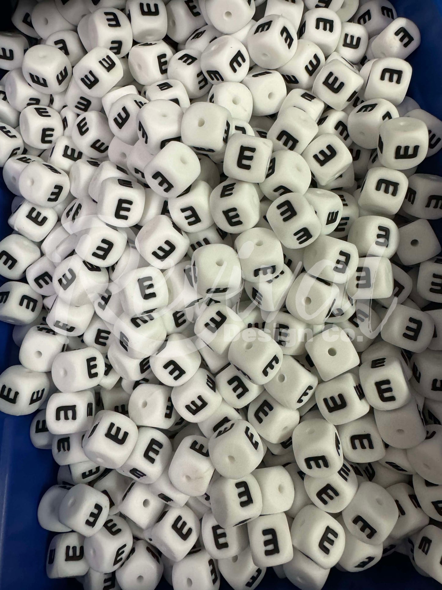 "E" - 12mm Silicone Letter Bead
