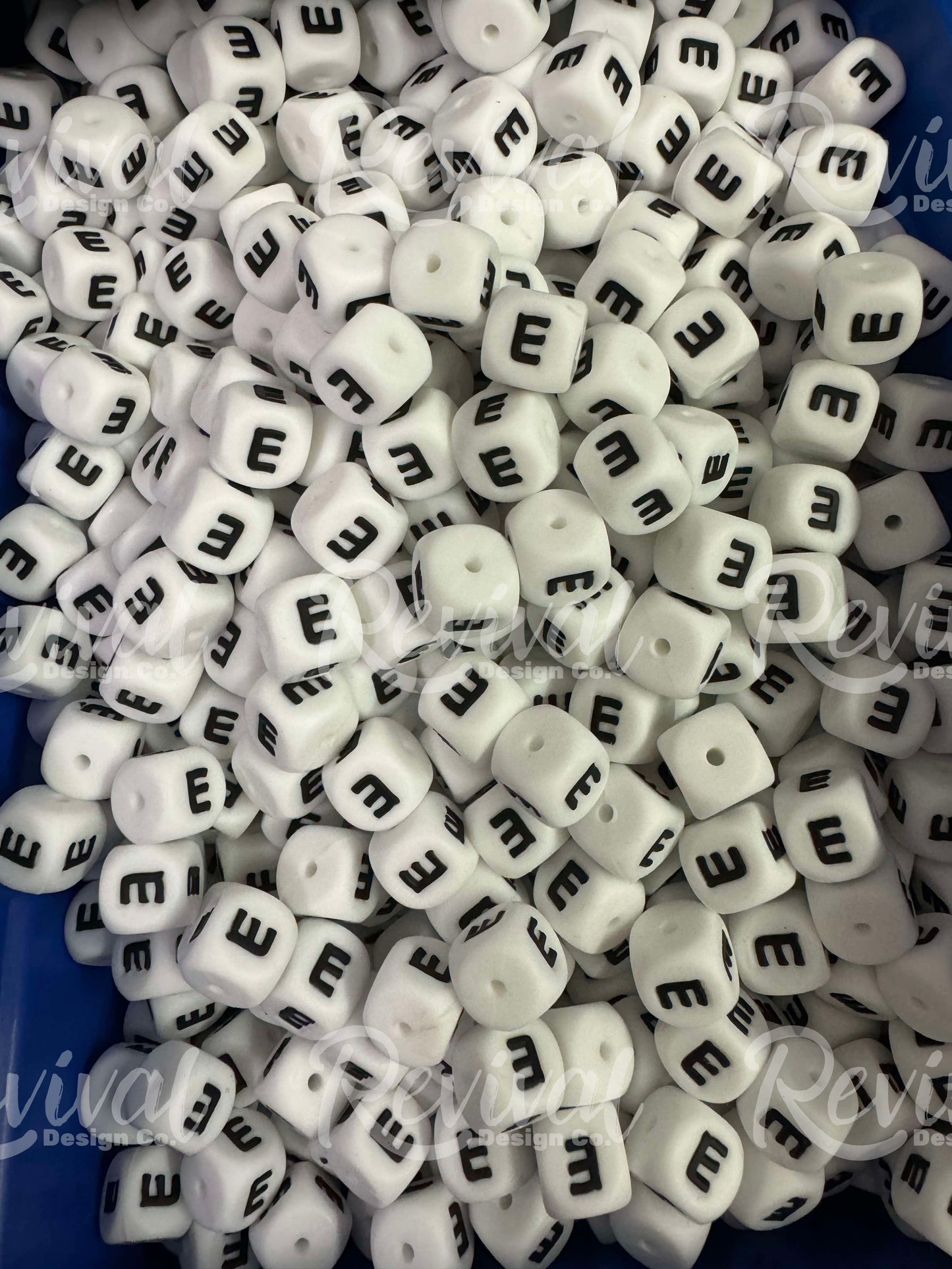 "E" - 12mm Silicone Letter Bead