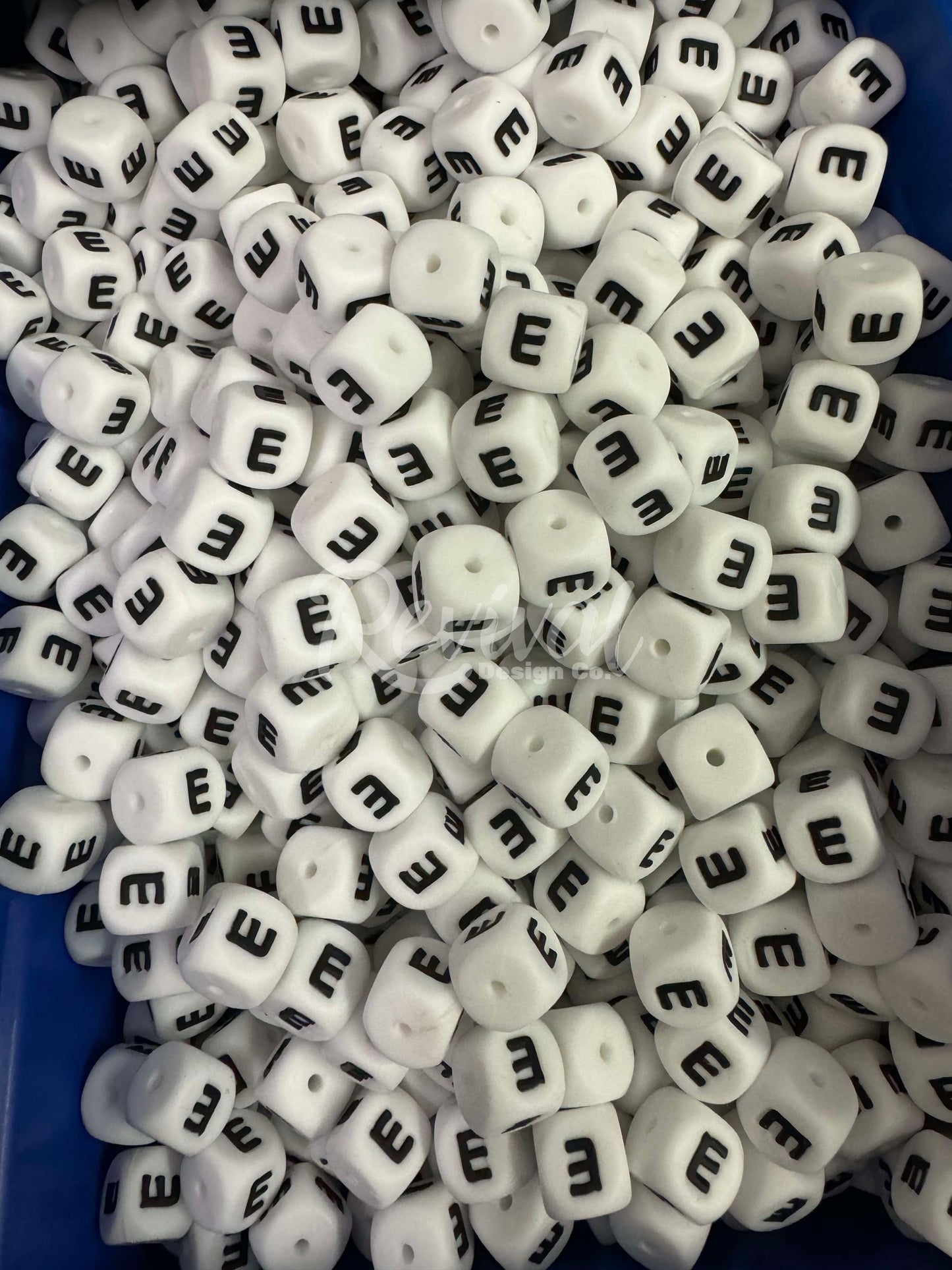 "E" - 12mm Silicone Letter Bead