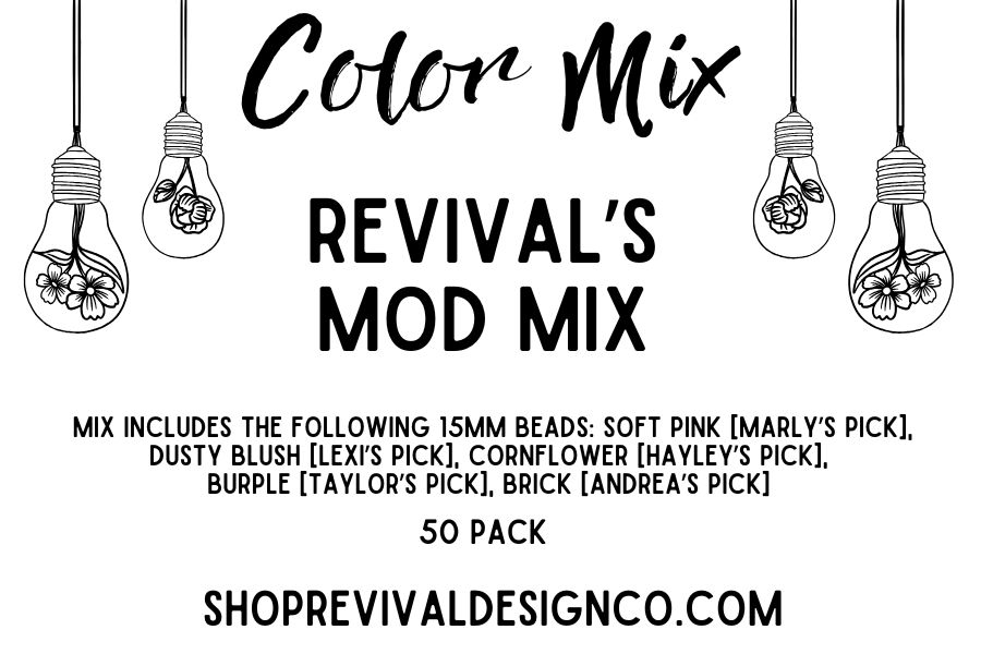 Revival's Mods Color Mix - 15mm Silicone Beads - 50 Pack