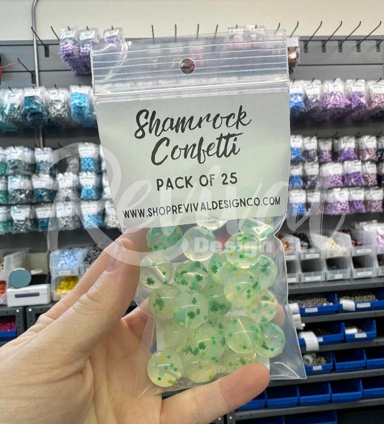 15mm Patterned Silicone Bead - Shamrock Confetti