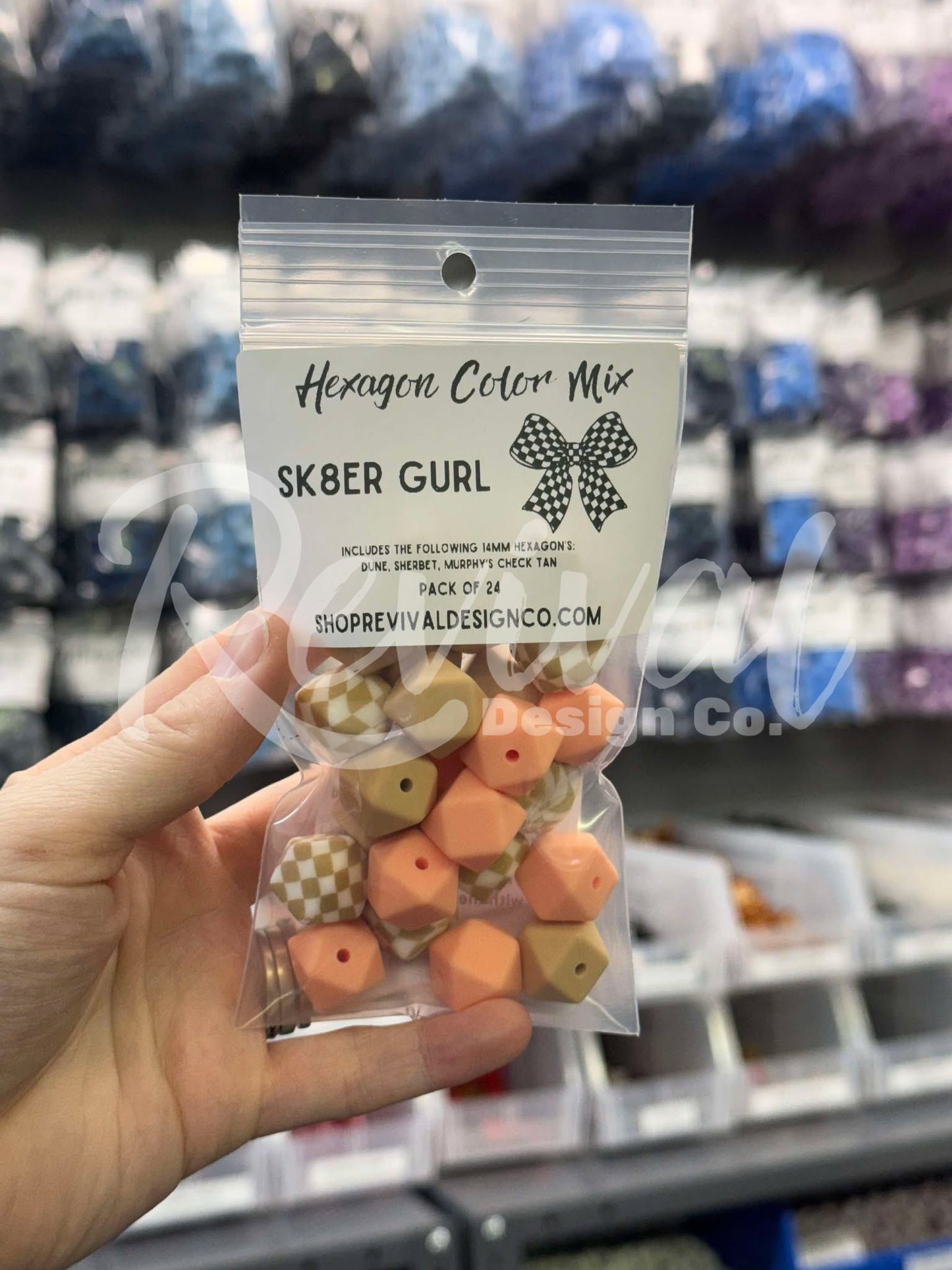 Sk8r Gurl Color Mix - 14mm Silicone Hexagons - Pack of 24 Beads