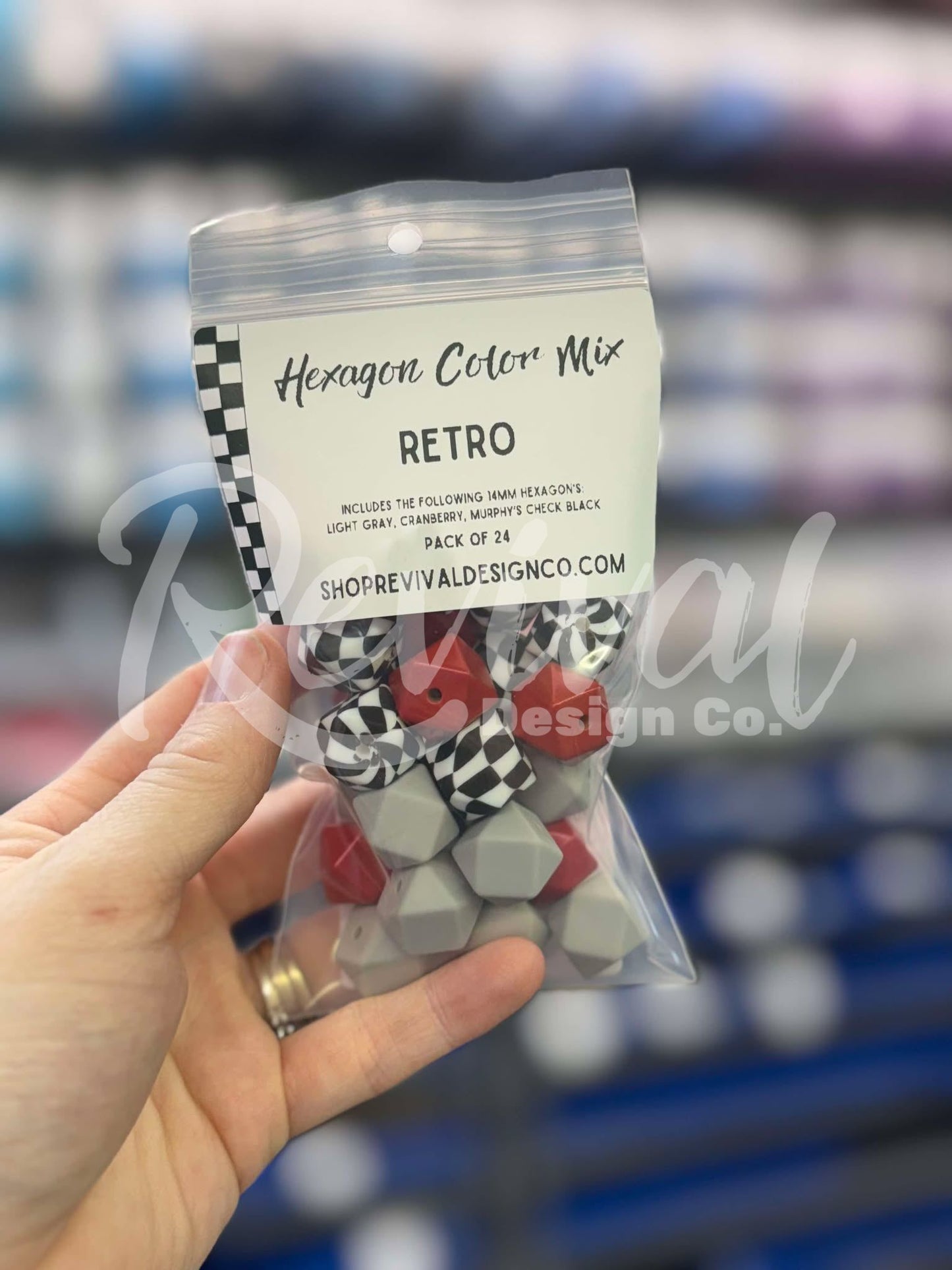 Retro Color Mix - 14mm Silicone Hexagons - Pack of 24 Beads