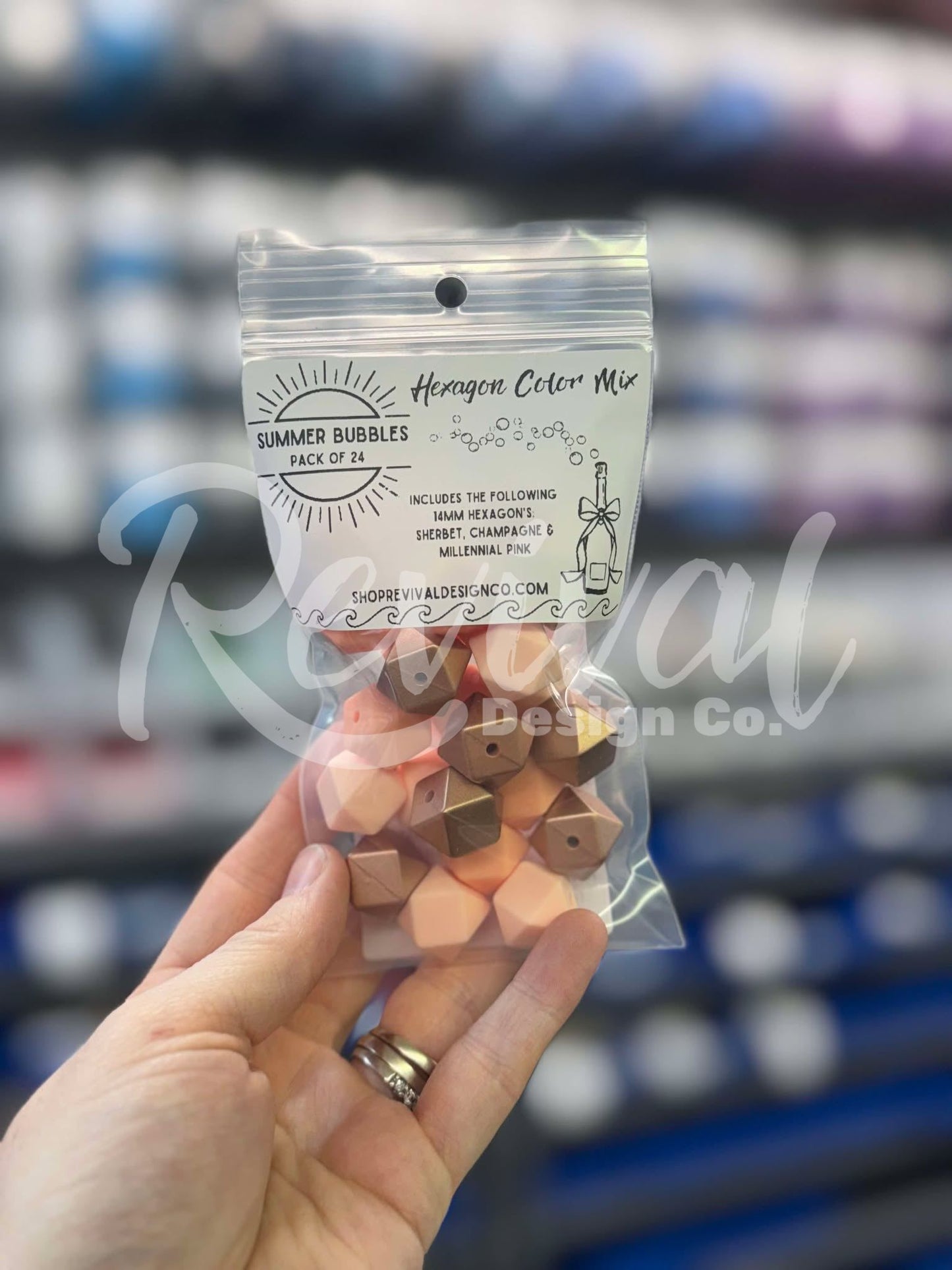 Summer Bubbles Color Mix - 14mm Silicone Hexagons - Pack of 24 Beads