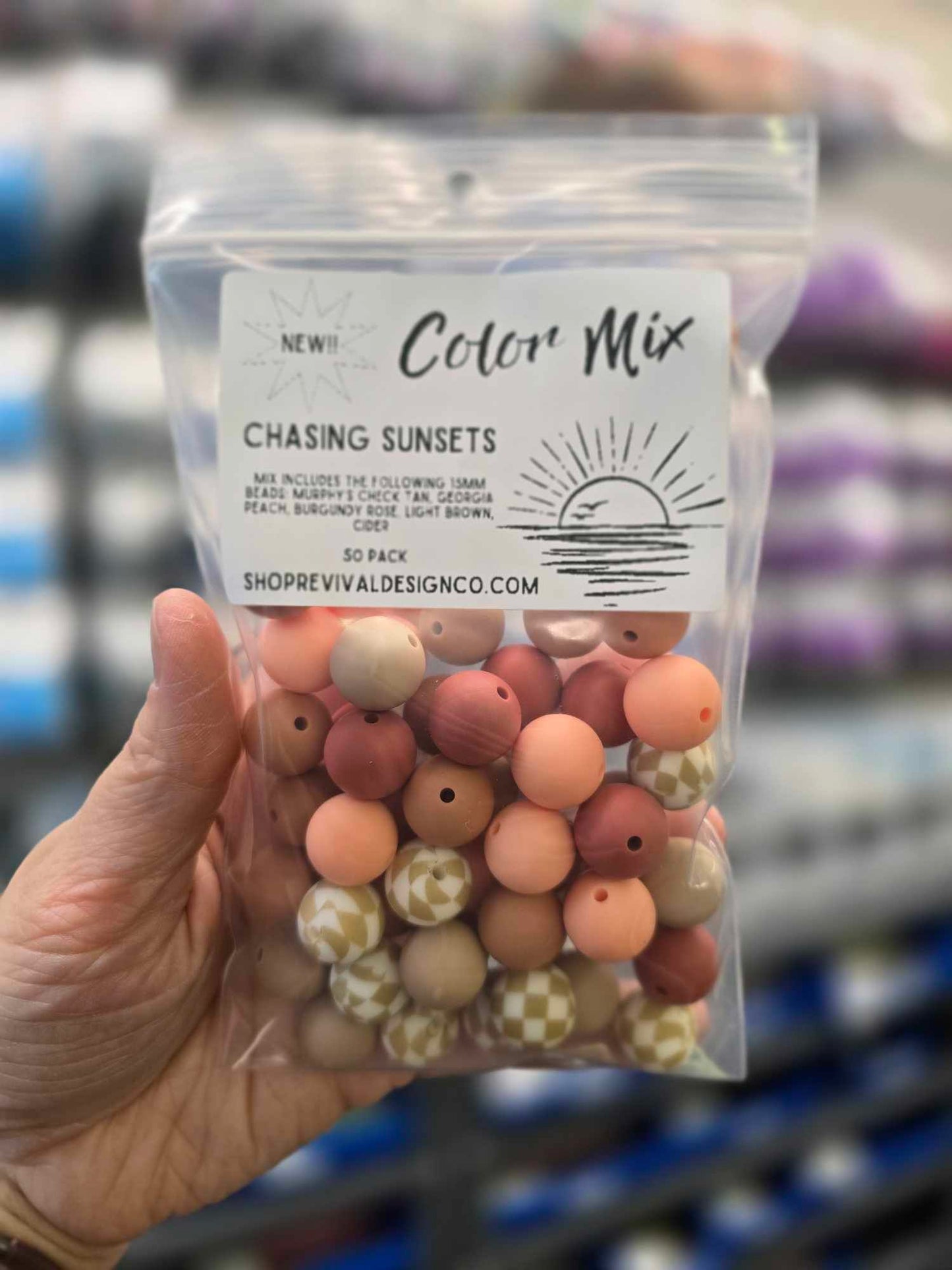 Chasing Sunsets Color Mix - 15mm Silicone Beads - 50 Pack
