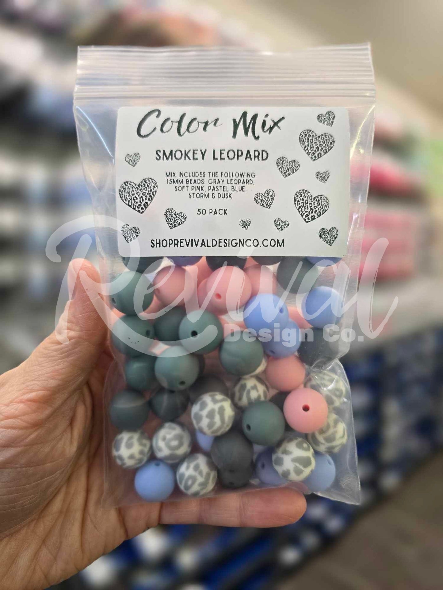 Smokey Leopard Color Mix -15mm Silicone Beads - Pack of 50 Beads