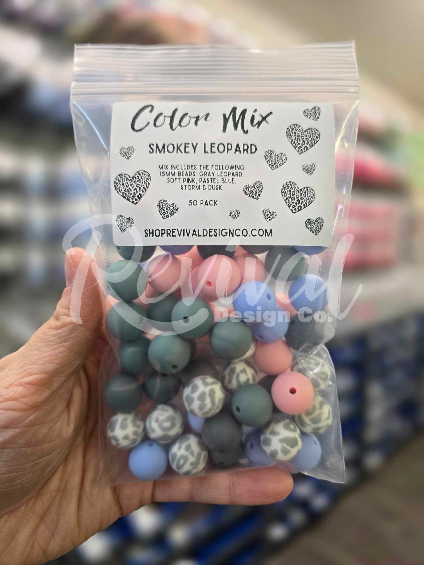 Smokey Leopard Color Mix -15mm Silicone Beads - Pack of 50 Beads