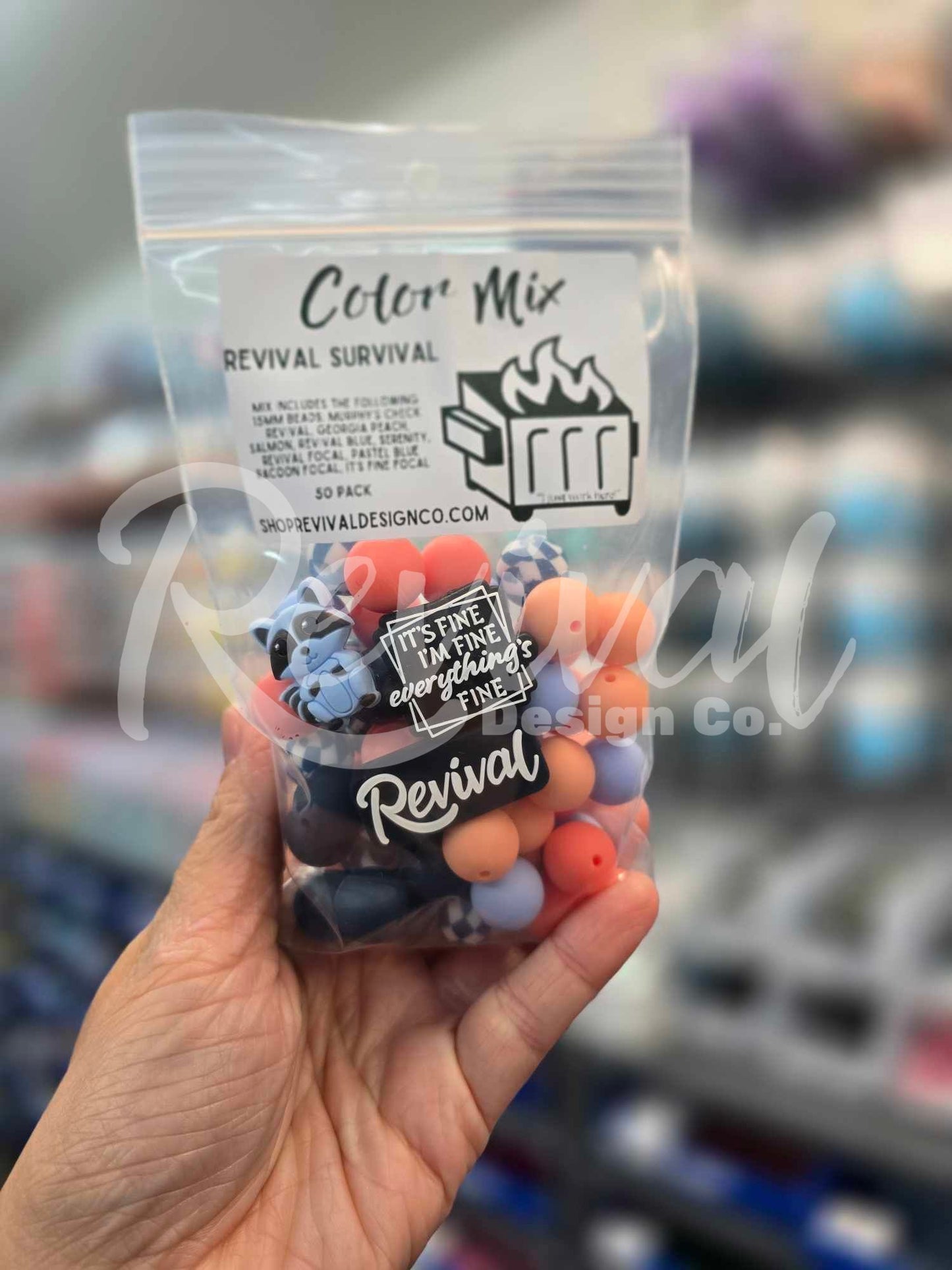 Revival Survival Color Mix - Focals & 15mm Silicone Beads - 50 Pack