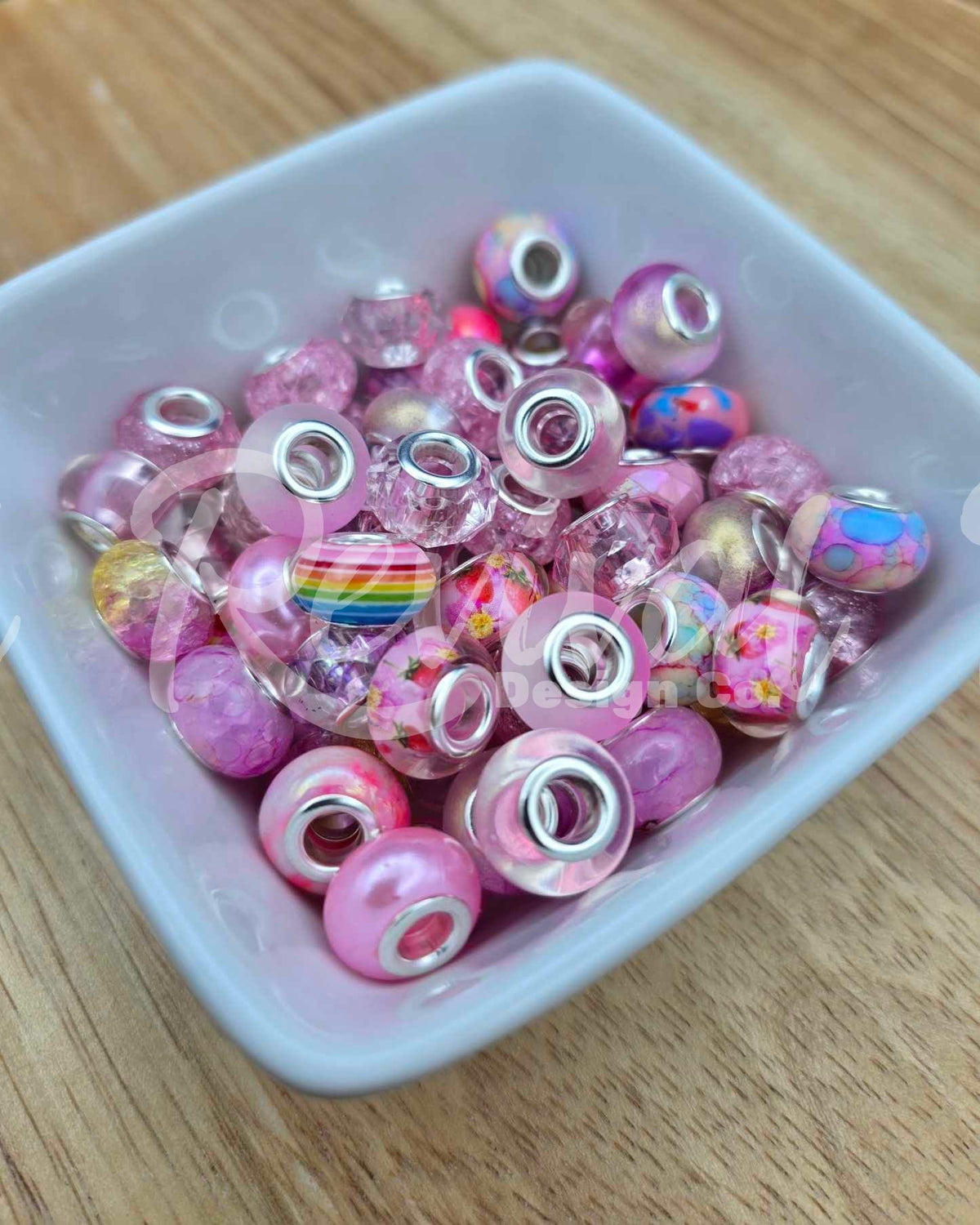14mm Crackle Spacers - Pink Pony - Pack of 25