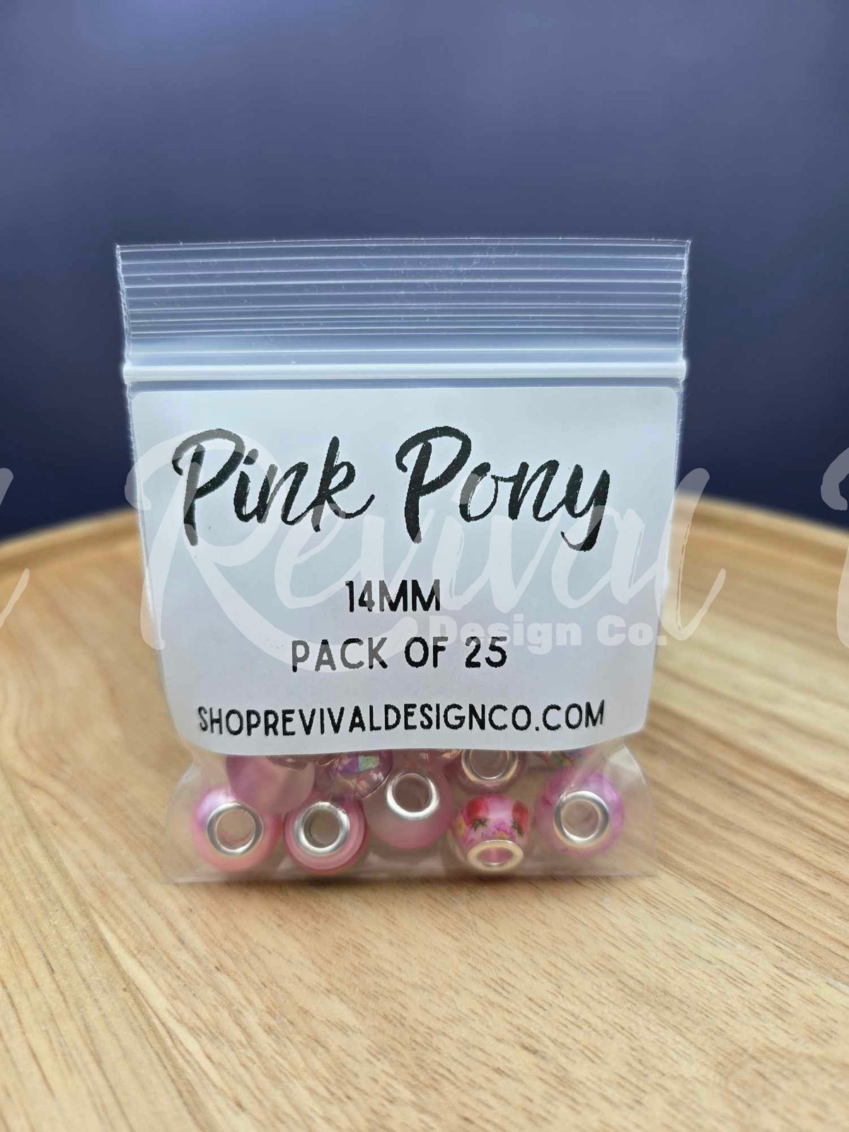 14mm Crackle Spacers - Pink Pony - Pack of 25