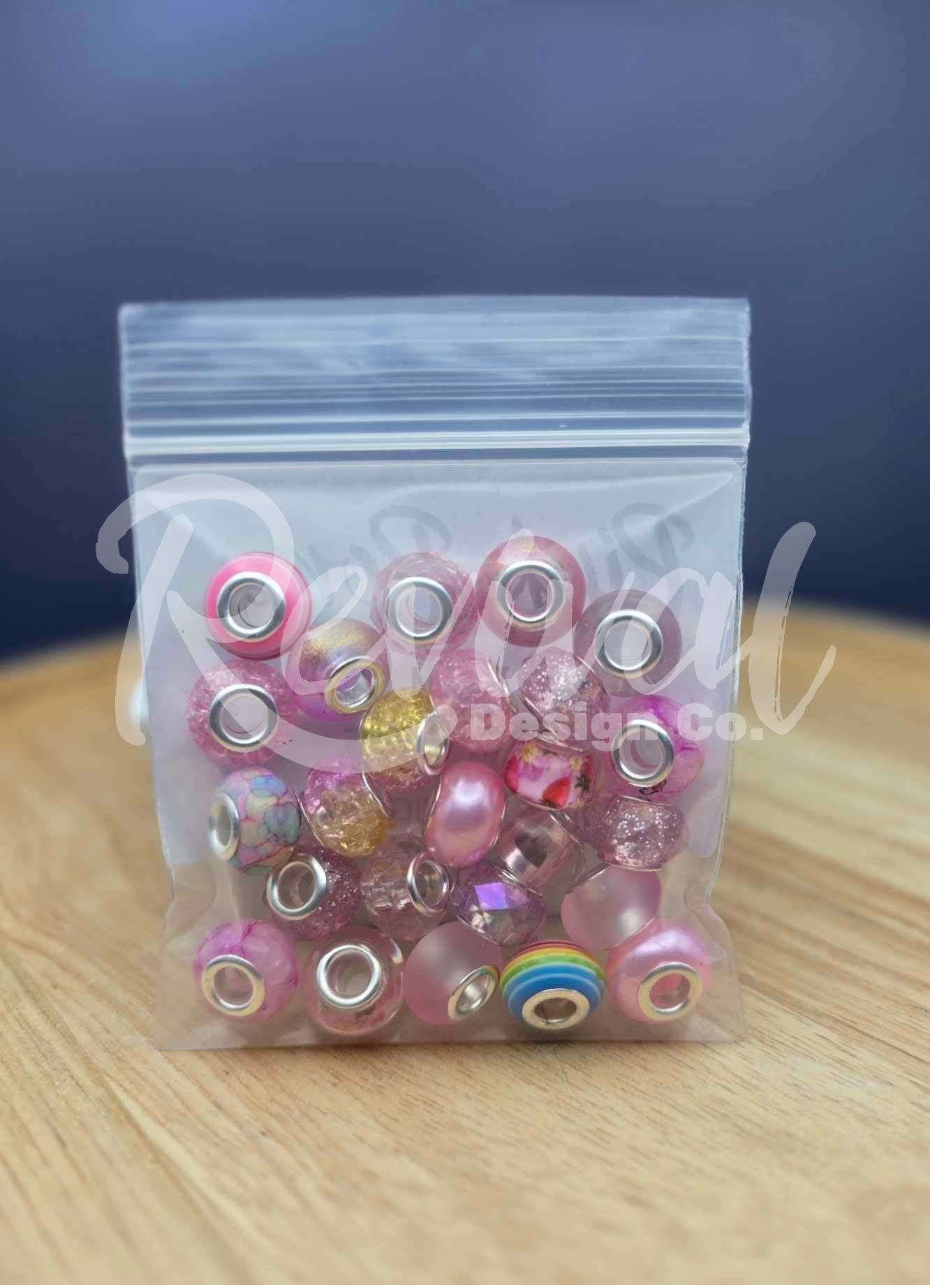14mm Crackle Spacers - Pink Pony - Pack of 25