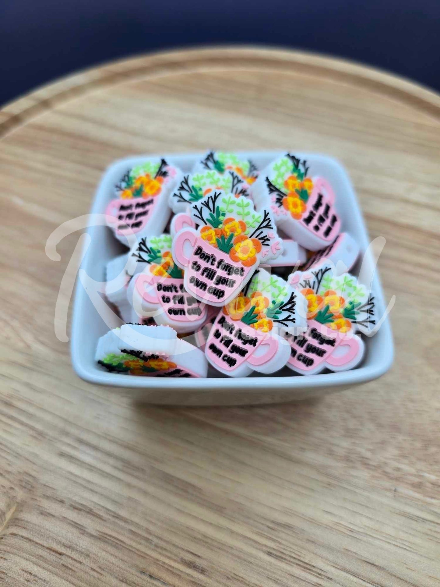 Floral Fill Your Cup - Silicone Focal Bead