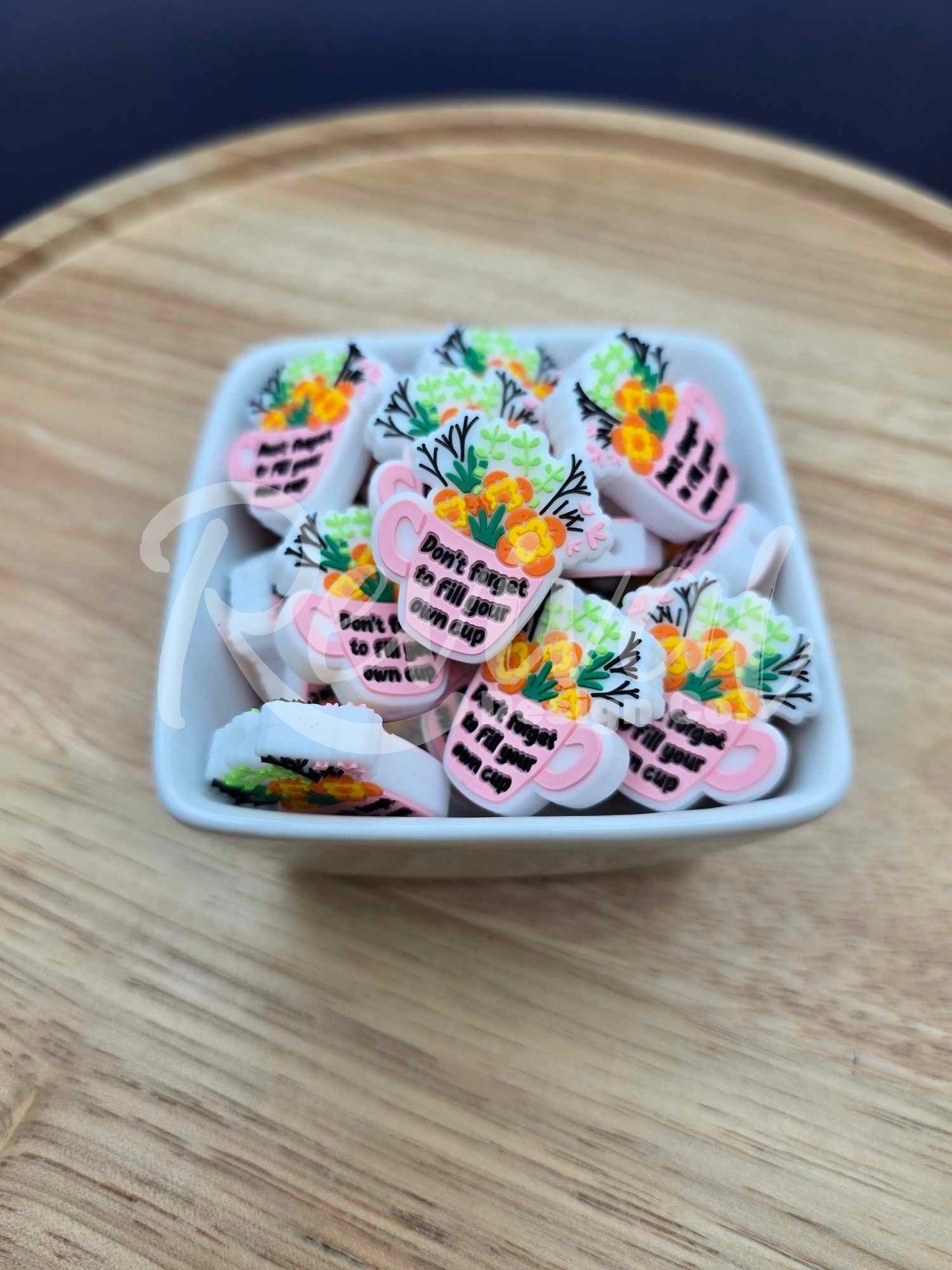 Floral Fill Your Cup - Silicone Focal Bead