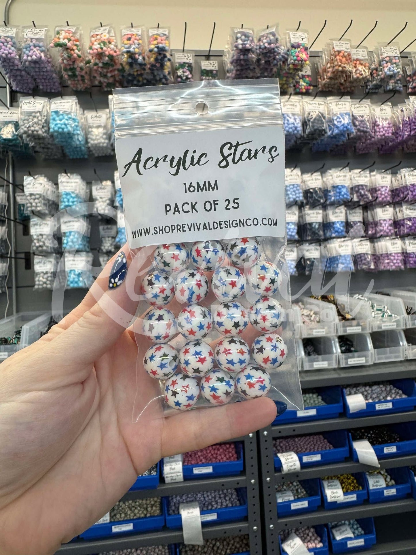 Star Print - Acrylic Beads (Pack of 25)