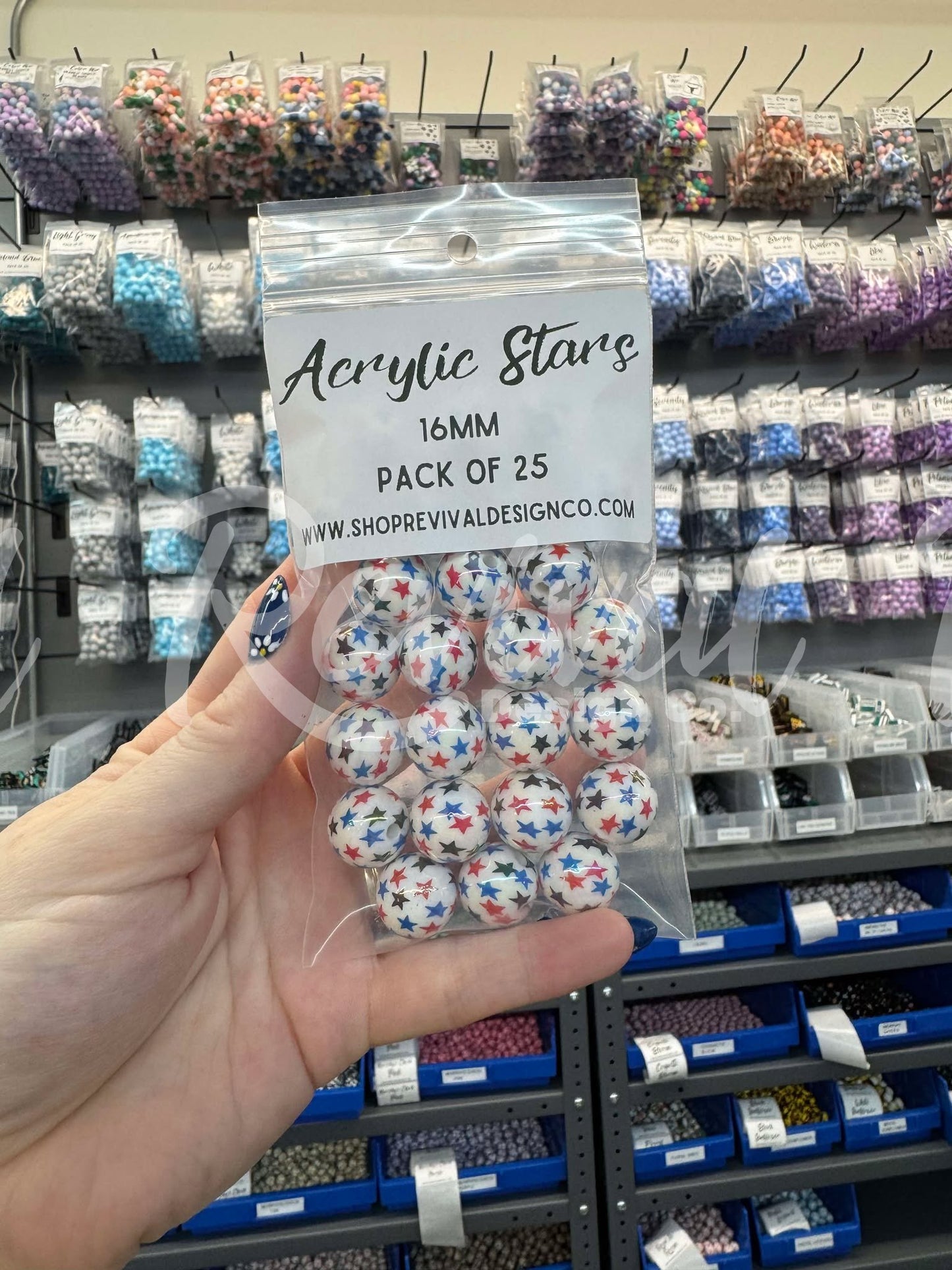 16mm Acrylic Beads- Stars (Pack of 25)