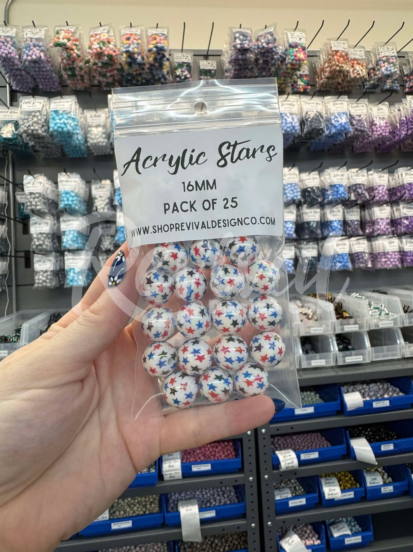 16mm Acrylic Beads- Stars (Pack of 25)