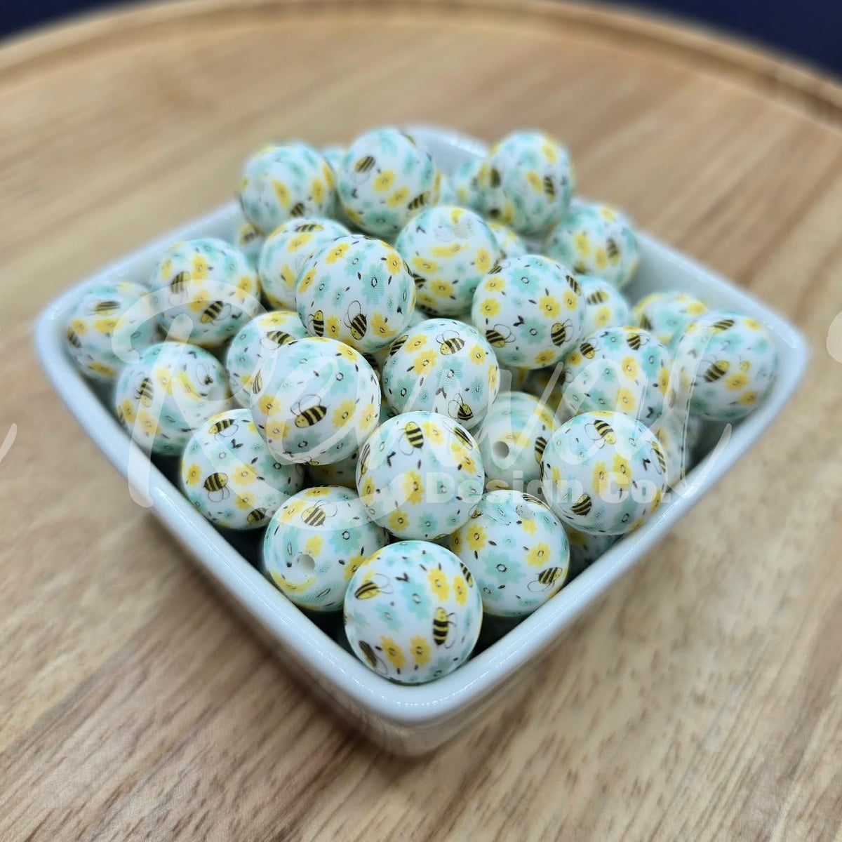 15mm Patterned Silicone Bead - Queen B