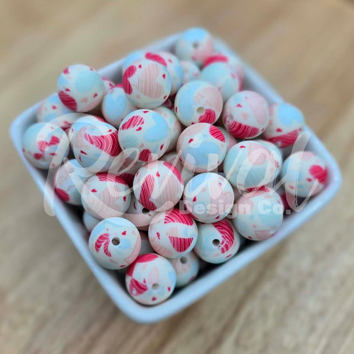 15mm Patterned Silicone Bead - True Love