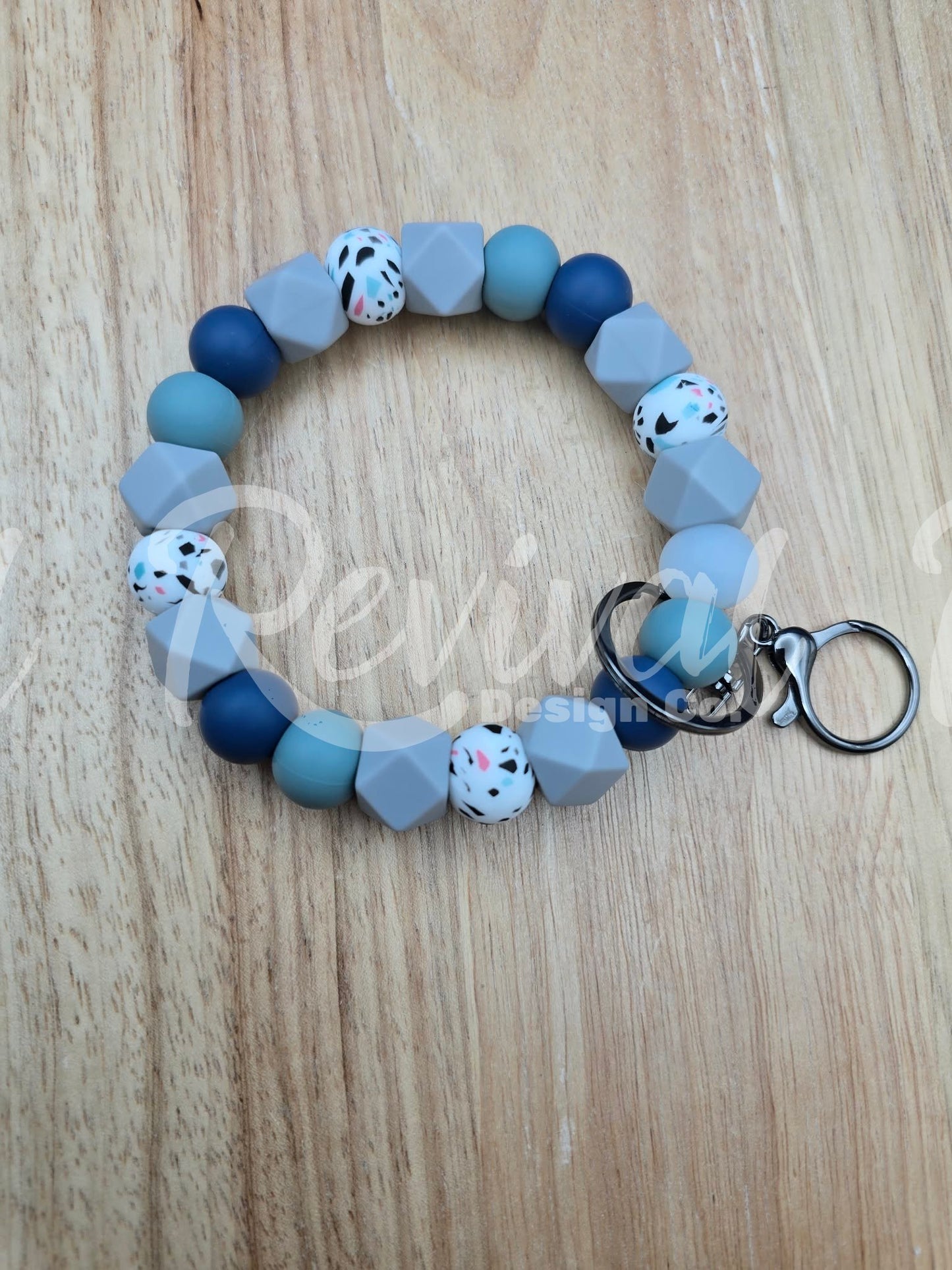 Seaside Blues - Silicone Beaded Keyring (Ready-To-Ship)