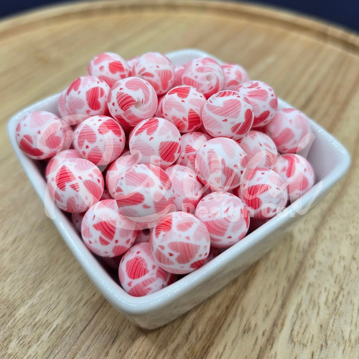 15mm Patterned Silicone Bead - Sweetheart