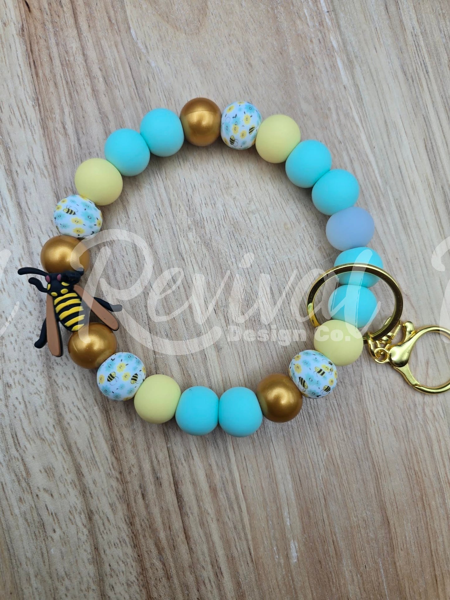 Buzzy Bumble - Silicone Beaded Keyring (Ready-To-Ship)