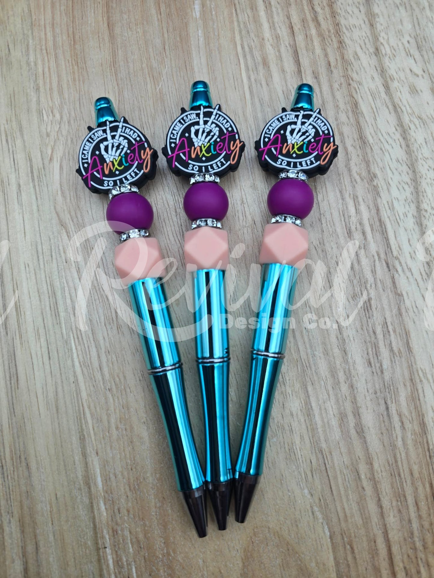 Anxious Skelly - Silicone Beaded Pen (Ready-To-Ship)