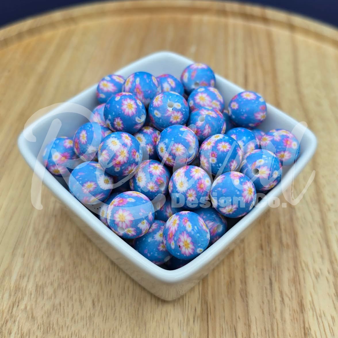 15mm Patterned Silicone Bead - Ohana Flower