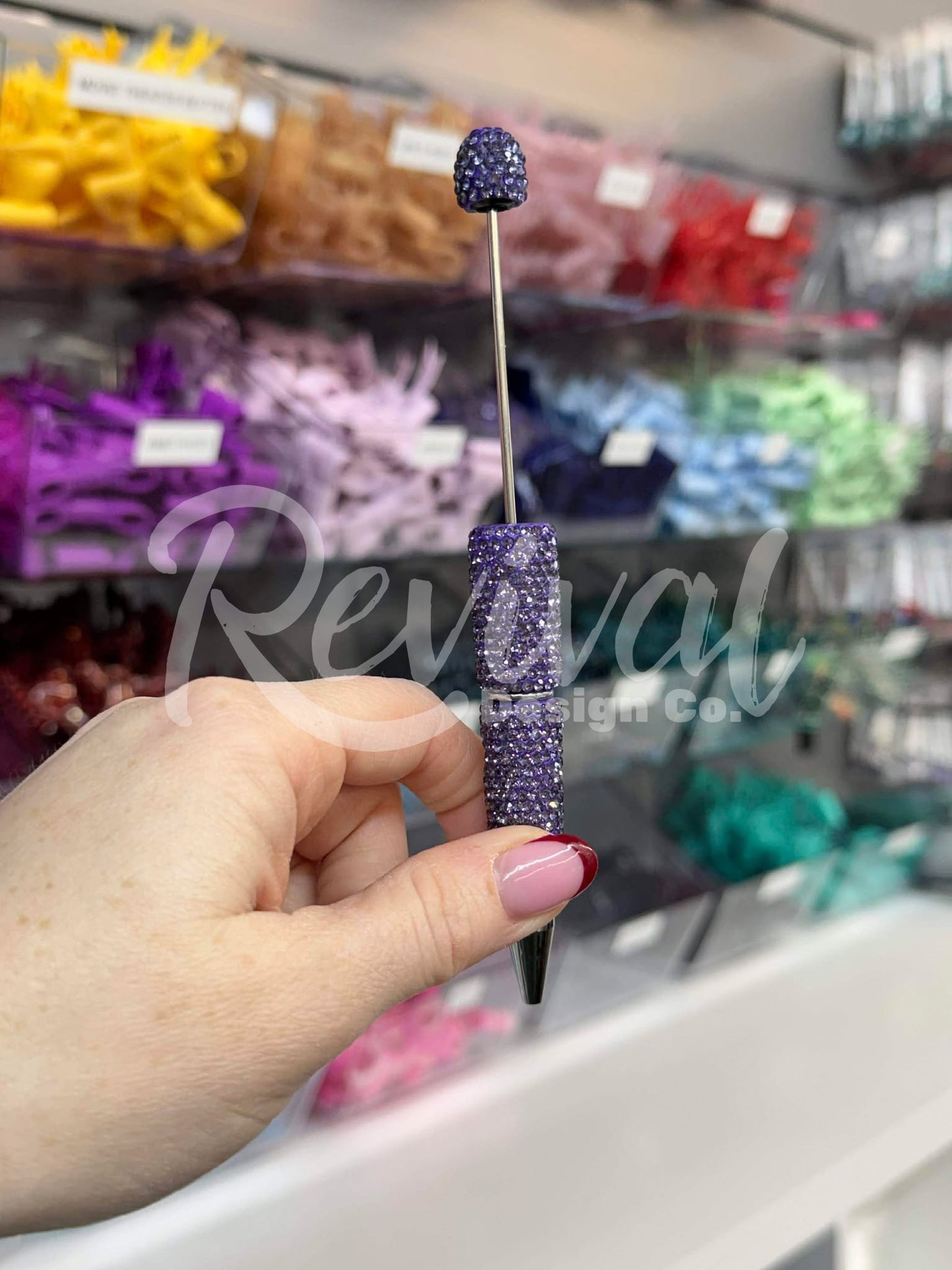 Rhinestone Beadable Pen - Frosted Plum