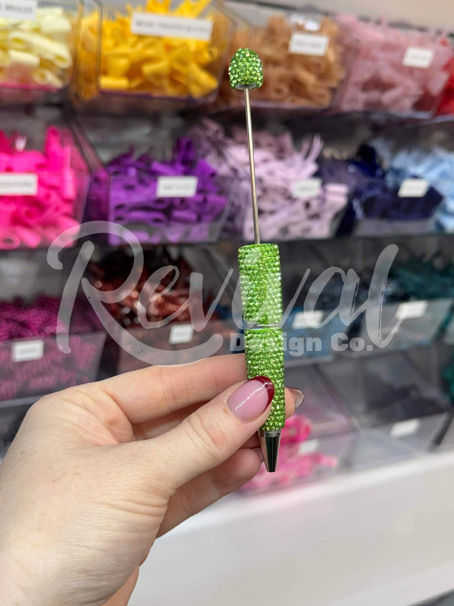 Rhinestone Beadable Pen - Lime